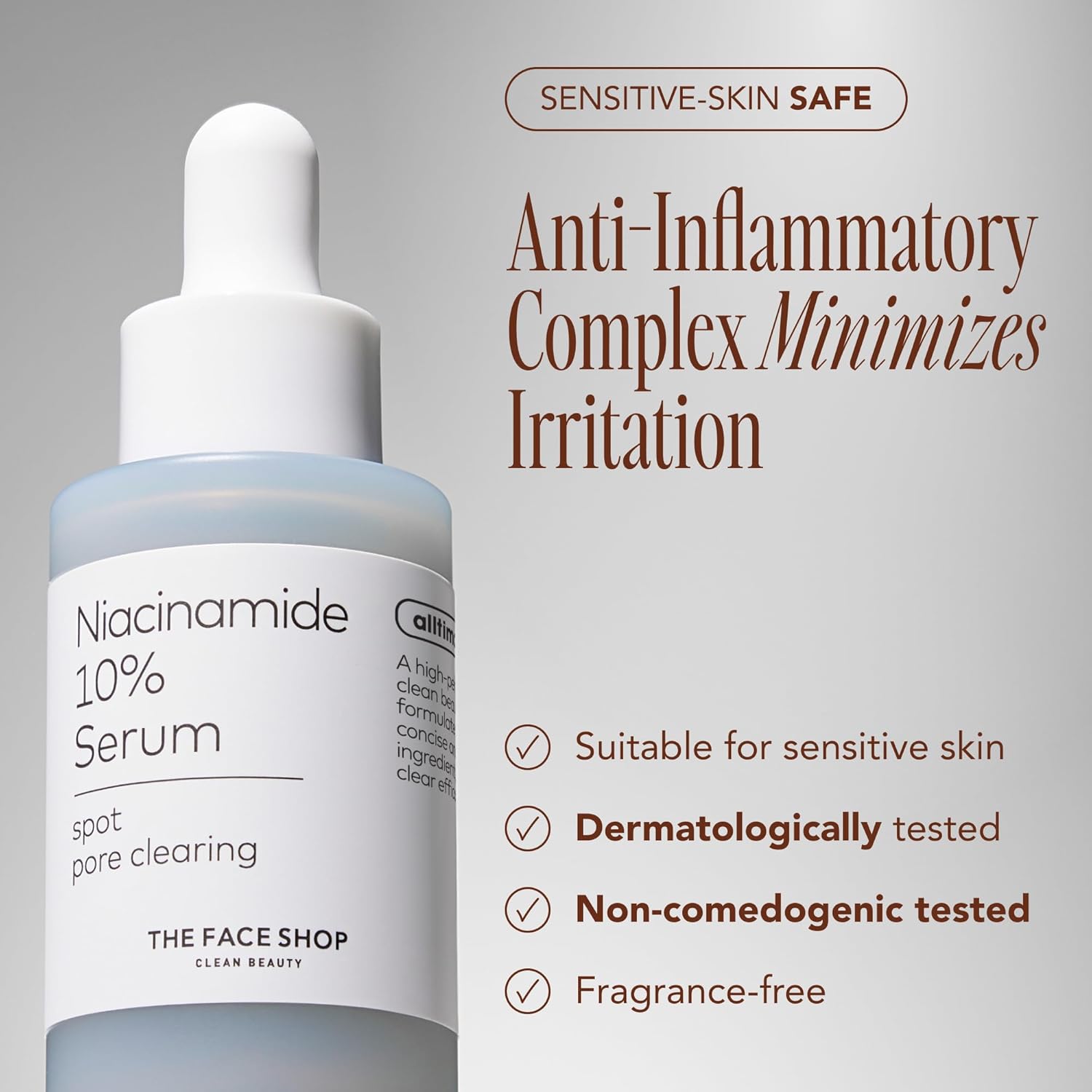 The Face Shop Alltimate Niacinamide 10% Serum for Face with Caffeine & Peptide, Korean Skin Care, Oil Control & Pores Reducer, Improve Skin Elasticity, Face Serum for Sensitive Skin, Non-comedogenic : Beauty & Personal Care