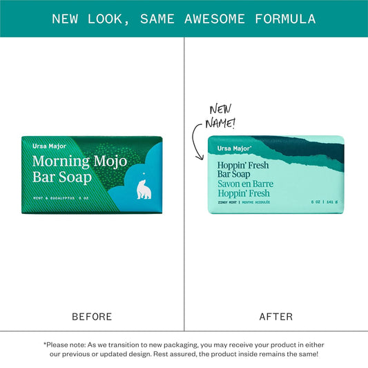 Ursa Major Natural Bar Soap | Morning Mojo Bar Soap | Exfoliating Soap With Peppermint, Eucalyptus And Rosemary | Formulated For Men And Women | 5 Ounces