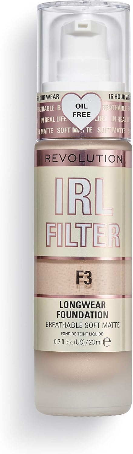 Makeup Revolution IRL Filter, Longwear Foundation, Medium to Full Coverage, Matte Finish, 16 Hour Wear, F11.2, Medium/Dark Skin Tones, 23ml : Amazon.co.uk: Beauty