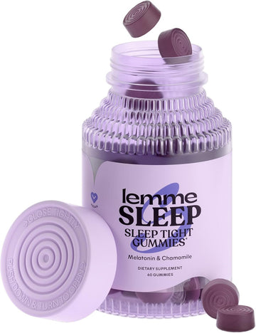 Lemme Sleep Gummies With 5Mg Melatonin, Elderberry, Magnesium, L-Theanine, Chamomile And Lavender, Drug-Free Nighttime Sleep Aid, Vegan, Gluten Free, Gelatin Free, Non Gmo, Berry Flavored (60 Count)