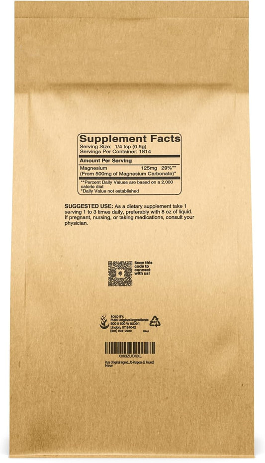 Pure Original Ingredients Magnesium Carbonate, Magnesium Supplement, Non-Gmo, Multi-Purpose (2 Pound)
