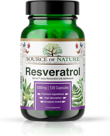 Trans-Resveratrol 500 Mg | 90 Vegan Capsules | High Strength | 98% Purity | Naturally Fermented | With Piperine | Lab Tested | Premium Quality