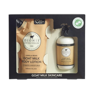 Dionis Goat Milk Skincare Scented Body Lotion And Refill Pouch Gift Set, Cruelty Free Clean & Dermatologist Tested For Dry Skin, Hydrating & Deeply Moisturizing Rich In Vitamins, Vanilla Bean