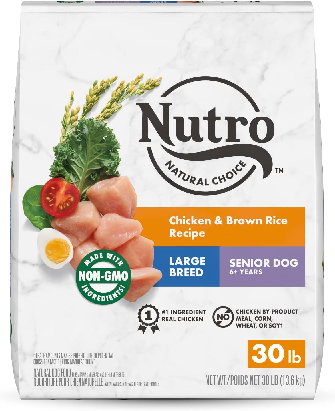 NUTRO NATURAL CHOICE Large Breed Senior Dry Dog Food, Chicken & Brown Rice Recipe Dog Kibble, 30 lb. Bag