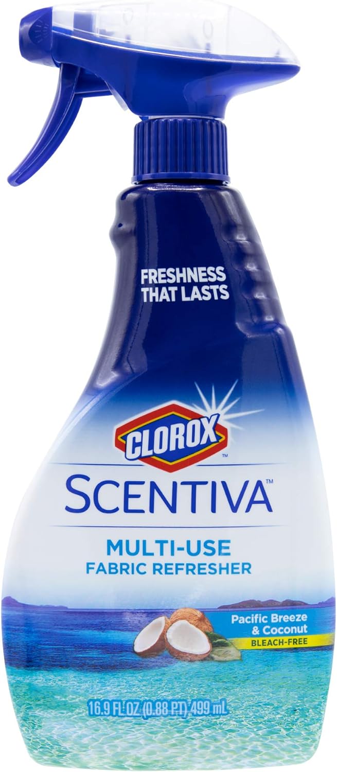 Clorox Scentiva Multi-Use Fabric Refresher Spray | Fabric Freshener for Closets, Upholstery, Curtains, and Carpets | Pacific Breeze & Coconut | 16.9 Ounces