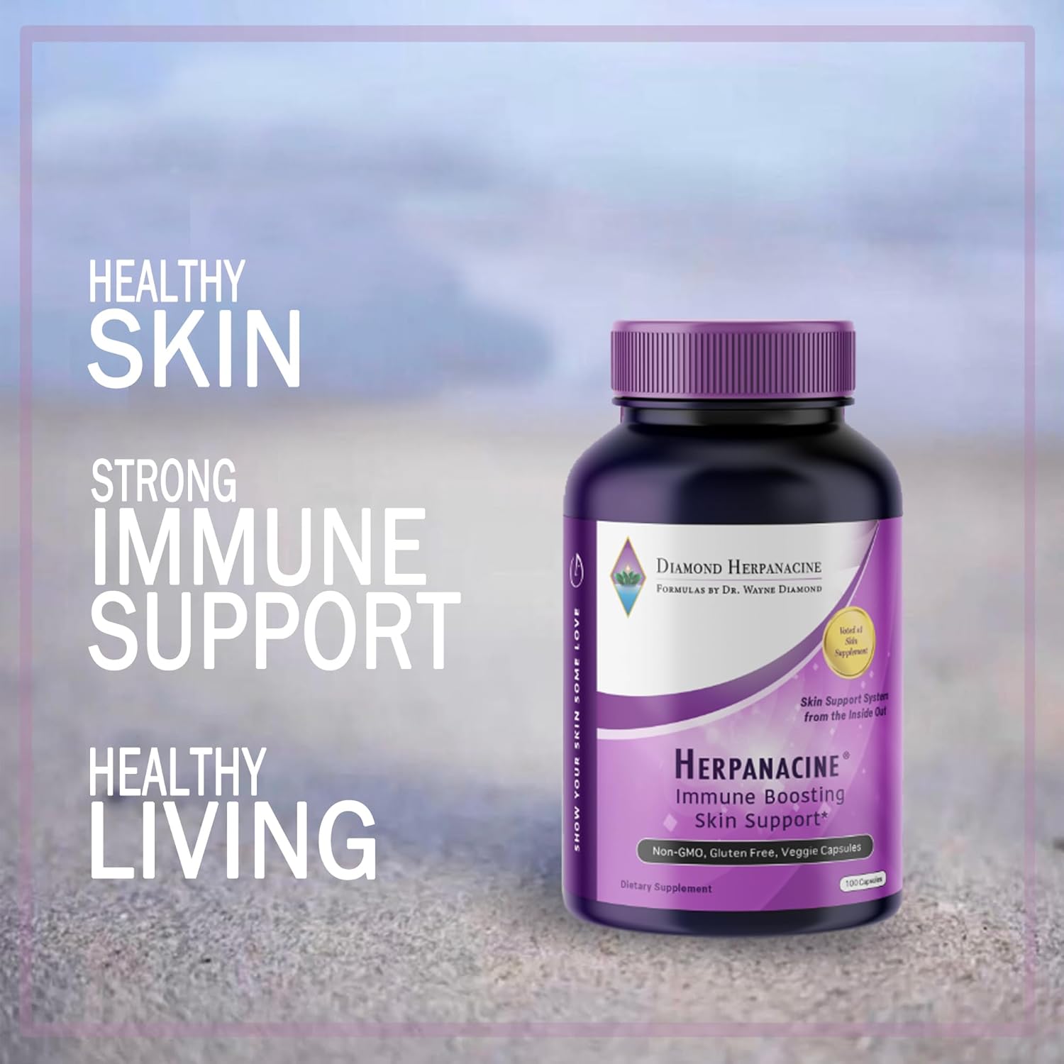 Herpanacine Diamond Natural Skin Care And Immune Support - Vitamins To Help Clear Skin - Complete Skin And Immune System Support From The Inside Out - Made With Natural Ingredients - (100 Count) : Health & Household