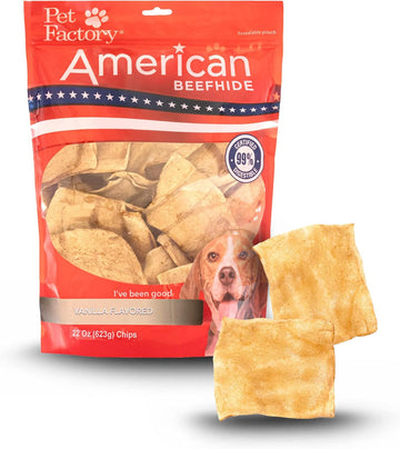 Pet Factory American Beefhide Chips Dog Chew Treats - Vanilla Flavor, 22 Oz