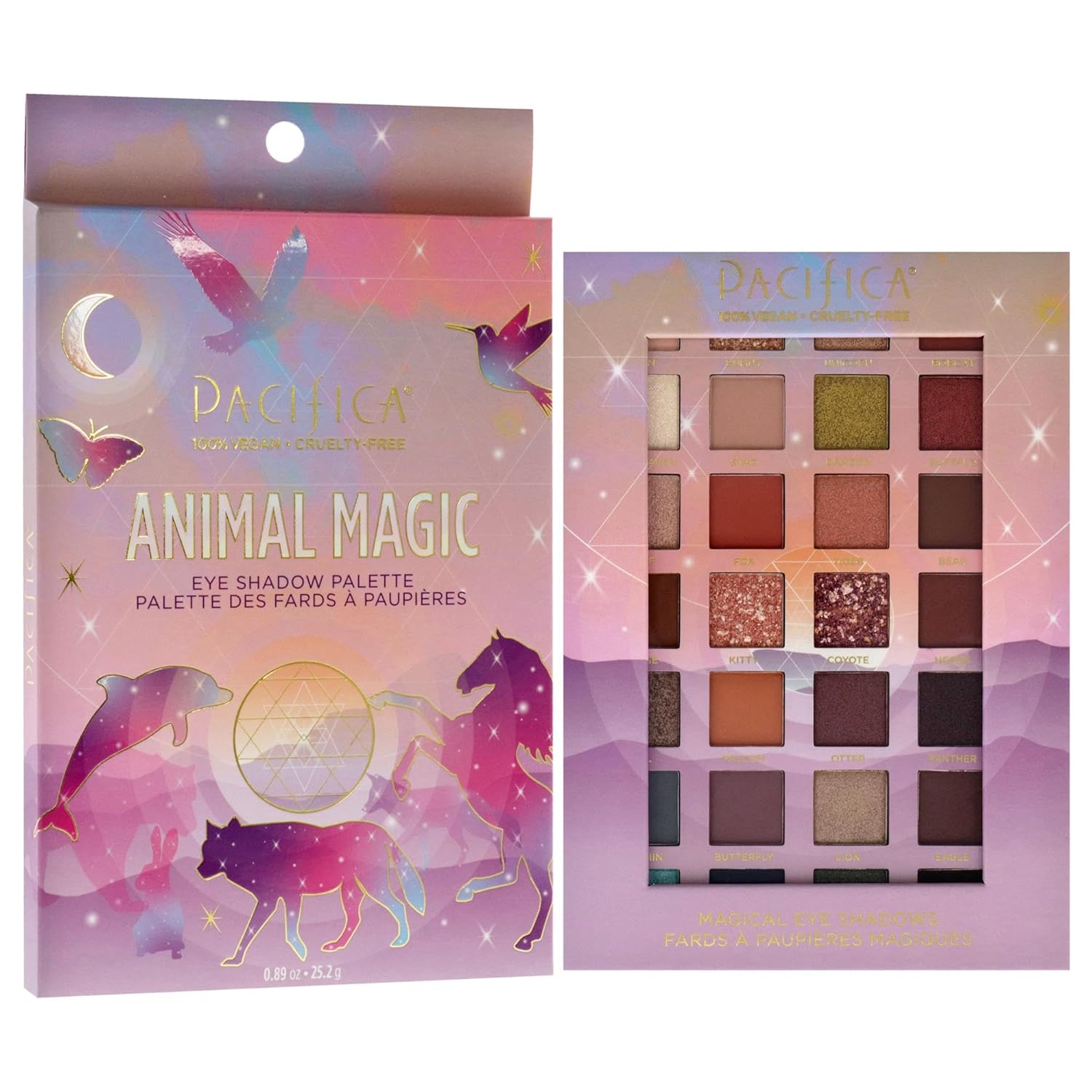 Pacifica Beauty, Animal Magic Eye Shadow Palette, 28 Eyeshadow Shades, Mineral Eyeshadow, Matte, Shimmer and Glitter Mica Shades, Vitamin E, Made from 100% Recyclable Paper, Vegan and Cruelty Free : Everything Else