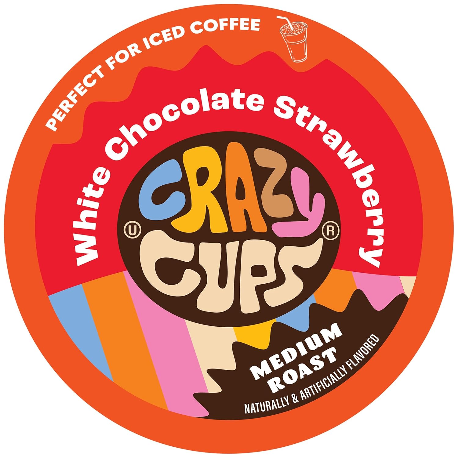 Crazy Cups Flavored Single Serve Hot Or Iced Medium Roast Coffee For Keurig Kcups Machines In Recyclable Pods, White Chocolate Strawberry, 22 Count