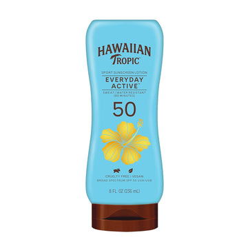 Hawaiian Tropic Everyday Active Lotion Sunscreen SPF 50, 8oz | Hawaiian Tropic Sunscreen SPF 50, Sunblock, Broad Spectrum Sunscreen, Oxybenzone Free Sunscreen, Water Resistant Sunscreen, 8oz