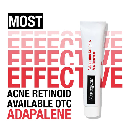 Neutrogena Adapalene Gel Acne Treatment, 0.1% Adapalene Acne Medication For Pimples & Blemishes, Once Daily Topical Retinoid Gel To Help Fight Breakouts, Oil- & Fragrance-Free, 1.6 Oz