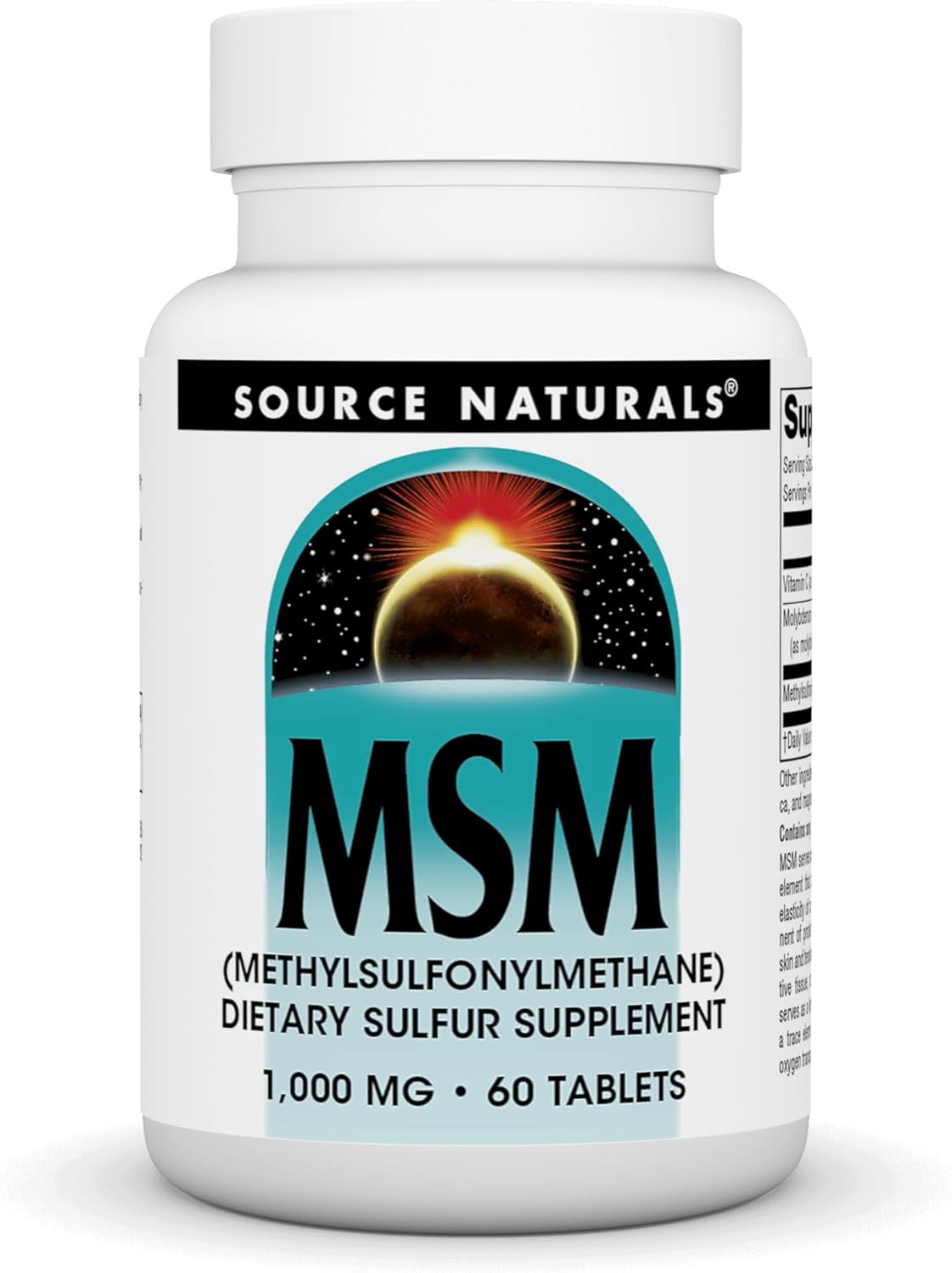 Source Naturals Msm (Methylsulfonylmethane), A Dietary Sulfer Supplement, 1,000 Mg - 60 Tablets