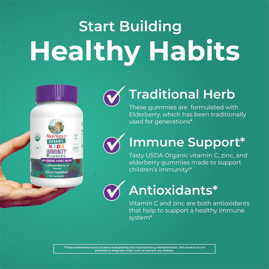 Maryruth Organics Kids Immune Support Gummies | Usda Organic | Vitamin C, Zinc, And Elderberry Gummies For Kids| Immune Support For Kids Ages 4+ | Vegan | Non-Gmo | Gluten Free | 60 Count