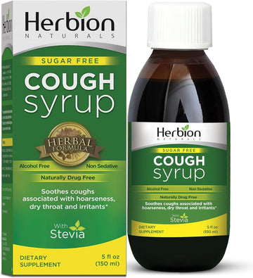 Herbion Naturals Cough Syrup with Stevia, Green, Sugar Free, 5.0 Fl Oz