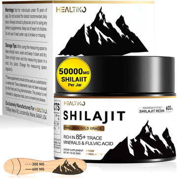 Shilajit Resin, Himalayan Shilajit Pure Himalayan Organic - 600Mg Potency Gold Grade, Shilajit For Men & Women With 85+ Trace Minerals & Fulvic Acid, For Energy, Immunity & Strength, 83 Serving (50G)