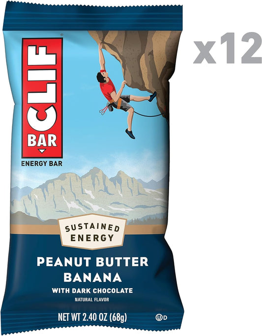 Clif Bar - Peanut Butter Banana With Dark Chocolate Flavor - Made With Organic Oats - Non-Gmo - Plant Based - Energy Bars - 2.4 Oz. (12 Pack)