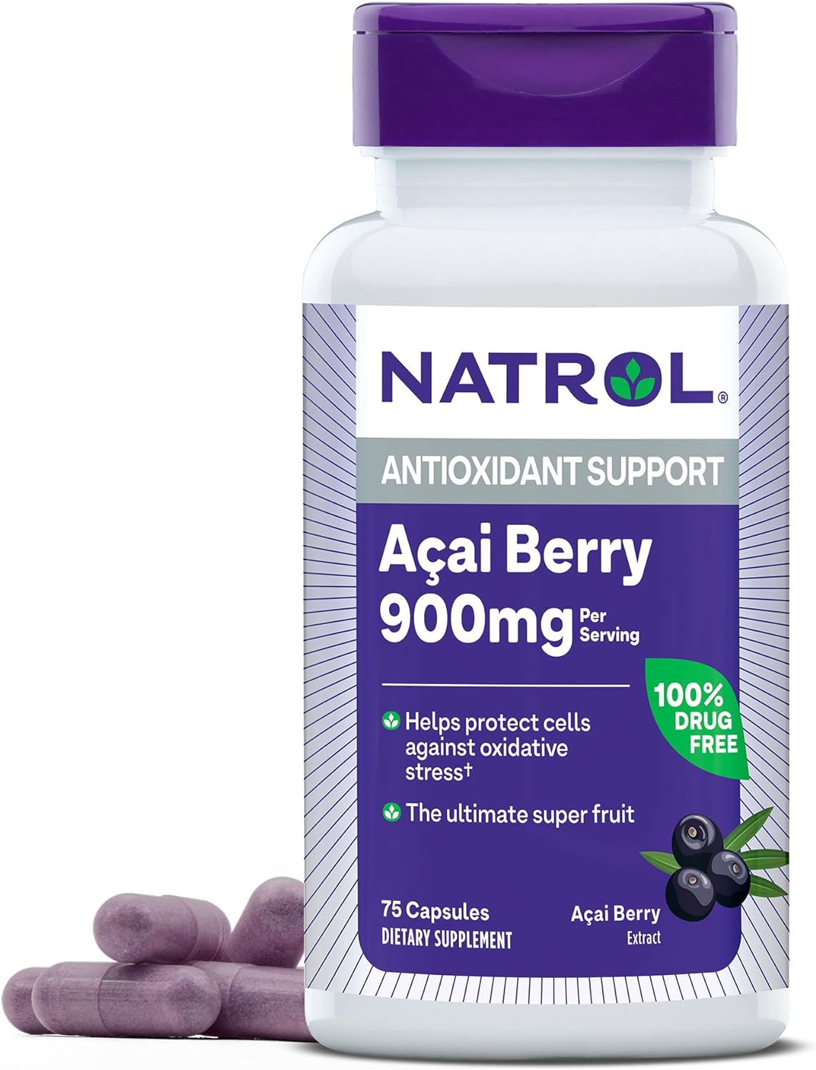 Natrol Acai Berry 1,000Mg, Antioxidant Protection, Capsules, 75Ct