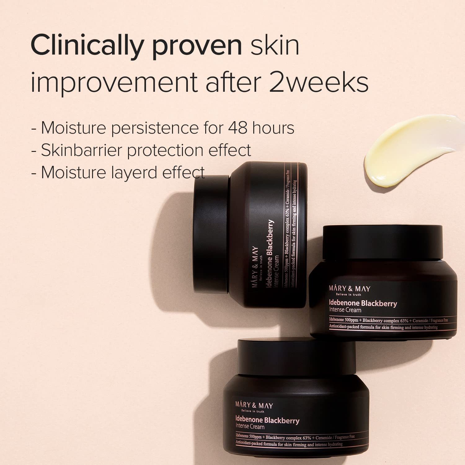 Mary&May Idebenone + Blackberry Intensive Care Cream 2.46Oz | Moisturizing, Skin Barrier Strengthening, Hydrating & Elasticity | Ewg Green