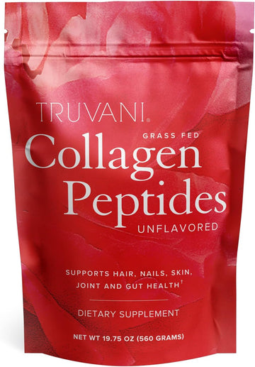 Truvani Hydrolyzed Collagen Peptides | Unflavored | 28 Servings | 20G Grass-Fed Collagen Protein Powder | Promotes Hair, Skin, And Nail Health | Dairy & Gluten Free | Women & Men | Package May Vary