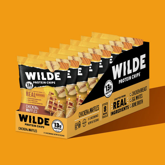 Wilde Chicken & Waffles Protein Chips, Thin And Crispy, High Protein, Keto, Made With Real Ingredients, 1.34Oz Bags (Pack Of 8)