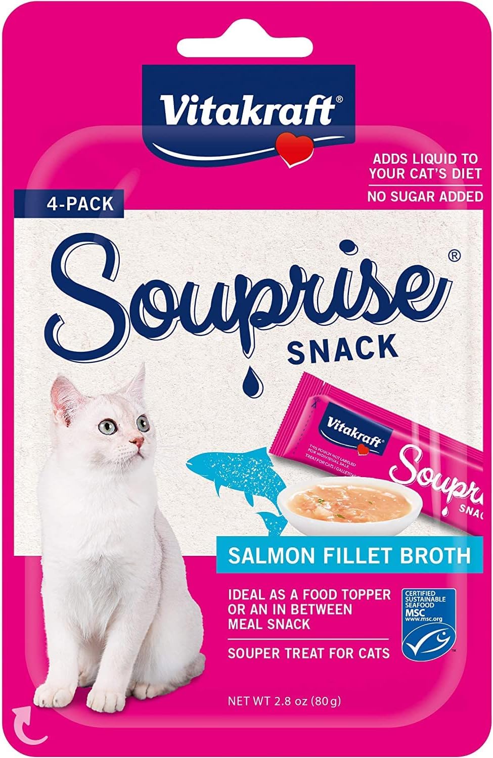 Vitakraft Souprise Snack Wet Cat Treat - Salmon - Lickable Treat Or Dry Cat Food Topper