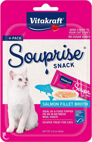 Vitakraft Souprise Snack Wet Cat Treat - Salmon - Lickable Treat Or Dry Cat Food Topper