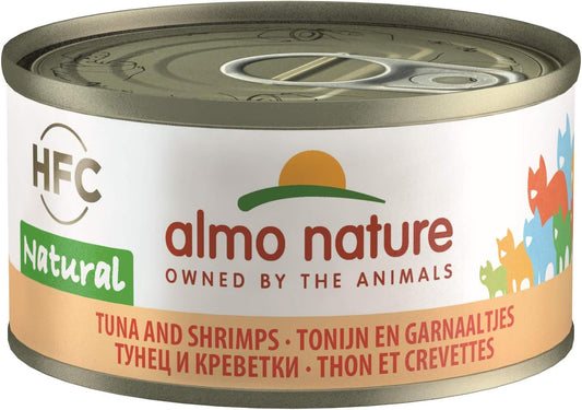 almo nature HFC Natural - Wet Cat Food with Tuna & Shrimps (Pack of 24 x 70g Tins) :Grocery