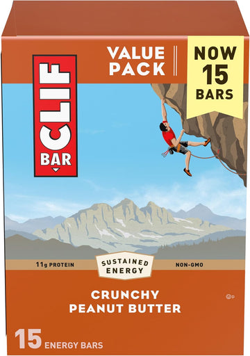 Clif Bar - Crunchy Peanut Butter - Made With Organic Oats - 11G Protein - Non-Gmo - Plant Based - Energy Bars - 2.4 Oz. (15 Pack)