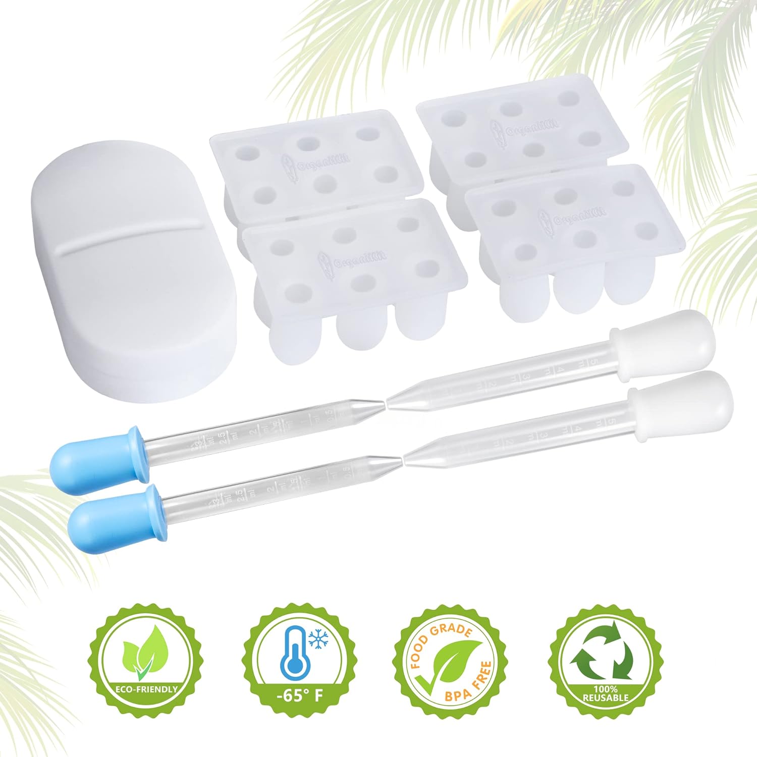 OrganiKit's Reusable Suppository Mold Kit - Eco-Friendly, 2ML, Silicone, Suppository Molds | Kit Includes 4 Suppository Mold Tray's, 4 Liquid Droppers, 1 Suppository Case. : Health & Household