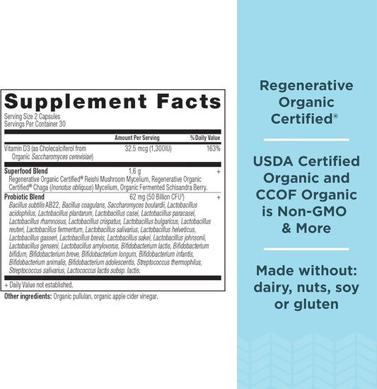 Ancient Nutrition Regenerative Organic Certified Probiotics For Women, Probiotics Women’S Extra Strength, Healthy Digestion And Immune System Function Support, 25 Billion Cfus* Per Serving, 60 Count