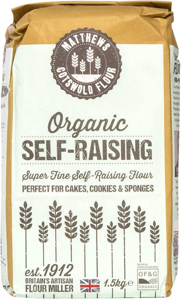 Matthews Cotswold Organic Self Raising Flour - 1.5Kg Bag (Pack Of 5)