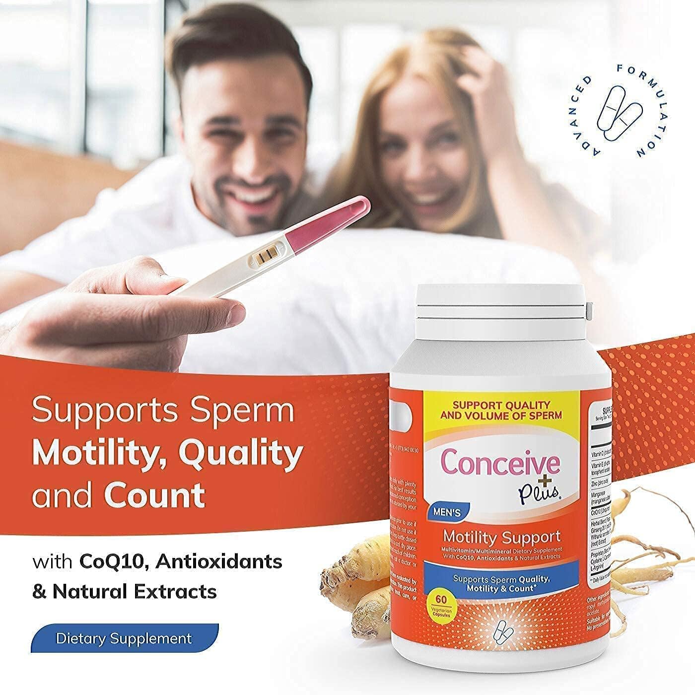 CONCEIVE PLUS Mens Motility Bundle Mens Fertility 60 + Motility Supplement 60 Capsules : Health & Household