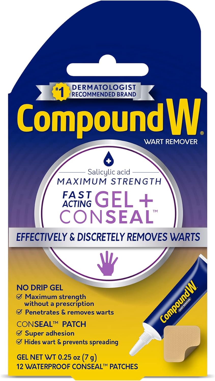 Compound W Maximum Strength Fast Acting Gel Wart Remover with 12 ConSeal Patches, 0.25 oz