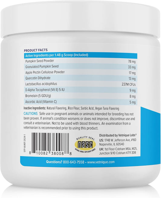 Vetnique Labs Glandex Feline Anal Gland Fiber Supplement Powder For Cats With Digestive Enzyme, Probiotics And Pumpkin, Vet Recommended For Healthy Bowels - Tuna Flavored 4.0 Oz, Scoop Included