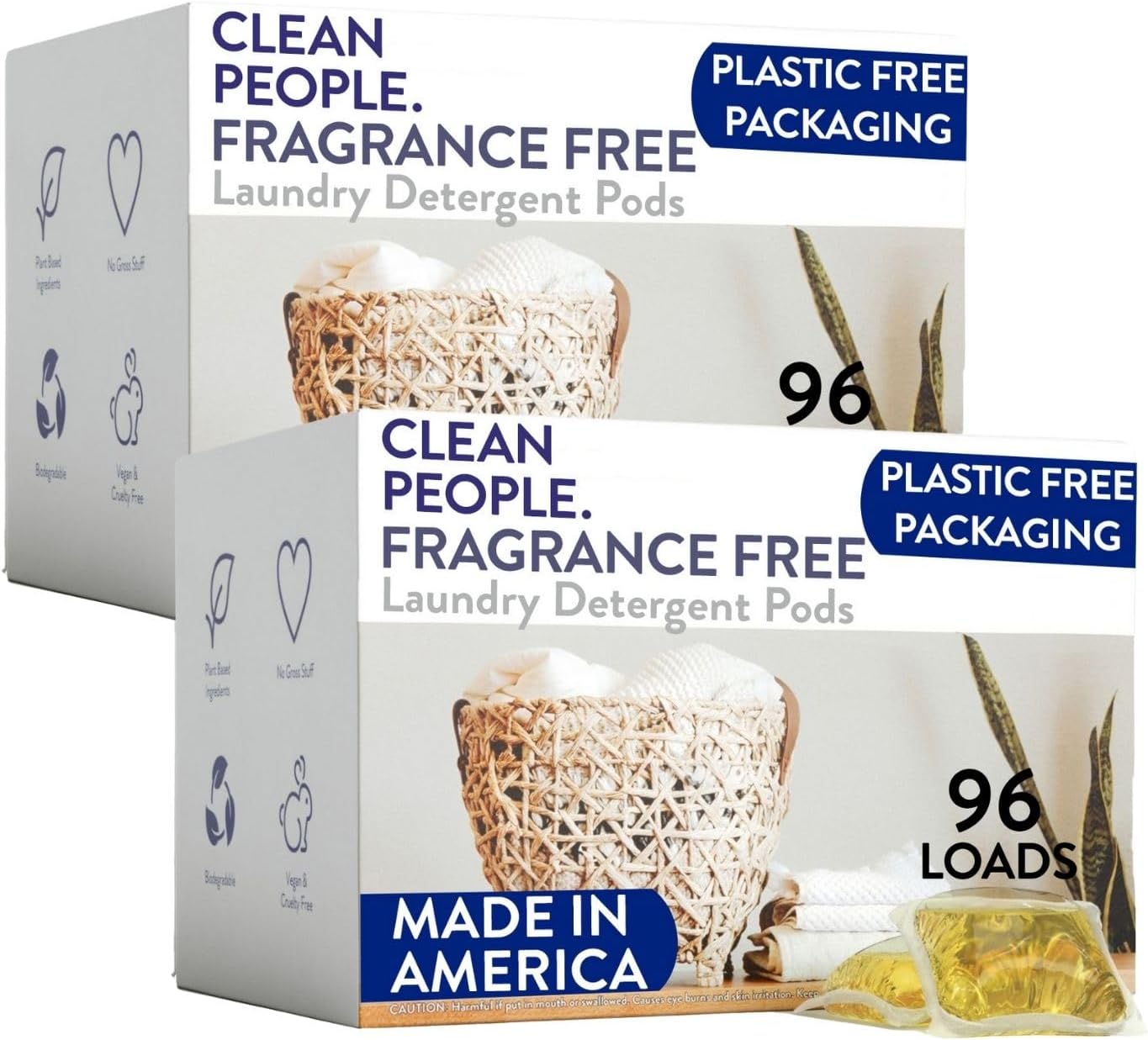 The Clean People Ultra Concentrated Laundry Detergent Pods, 192 Count, Fragrance Free, Plant-Based, Plastic Free, Septic Safe, Good For Sensitive Skin, Effective, Eco-Friendly