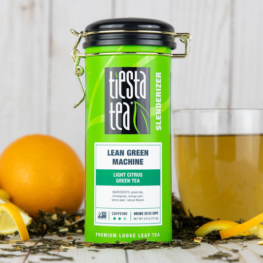 Tiesta Tea - Lean Green Machine, Light Citrus Green Tea, Premuim Loose Leaf Tea Blend, Medium Caffeinated Green Tea, 50 Cups - 4 Ounce Refillable Tin