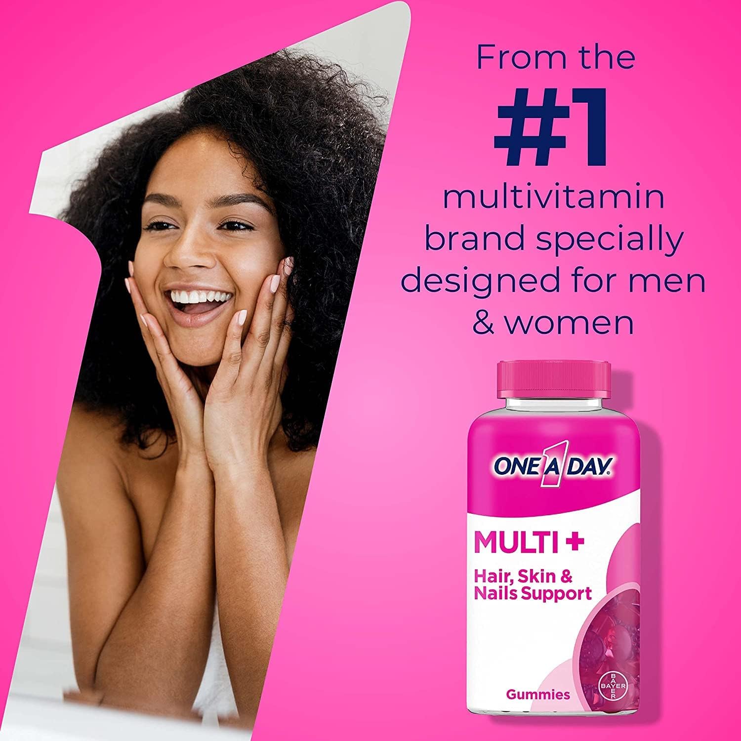 ONE A DAY Multi+ Hair, Skin & Nails, Multivitamin + Boost of Support for Healthy Hair, Skin & Nails with Biotin and Vitamins A, C, E & Zinc ,Gummy 120 Count (2 Month Supply) : Health & Household