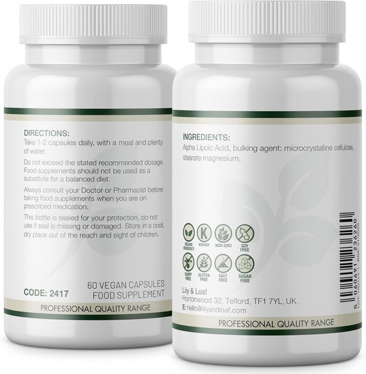 Lily & Loaf Alpha Lipoic Acid 250Mg – 60 Vegan Capsules – Universal Antioxidant For Cellular Support, Energy & Nerve Health – 60 Day Supply – Gluten-Free & Non-Gmo