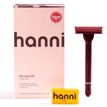 Hanni The Weighted Dermaplane Razor With Blades For Shaving, Safety Shaver For Women, Pubic, Bikini, And Sensitive Area Body Hair Remover, Women'S Grooming, Smooth Glide, Long Handle - Burgundy