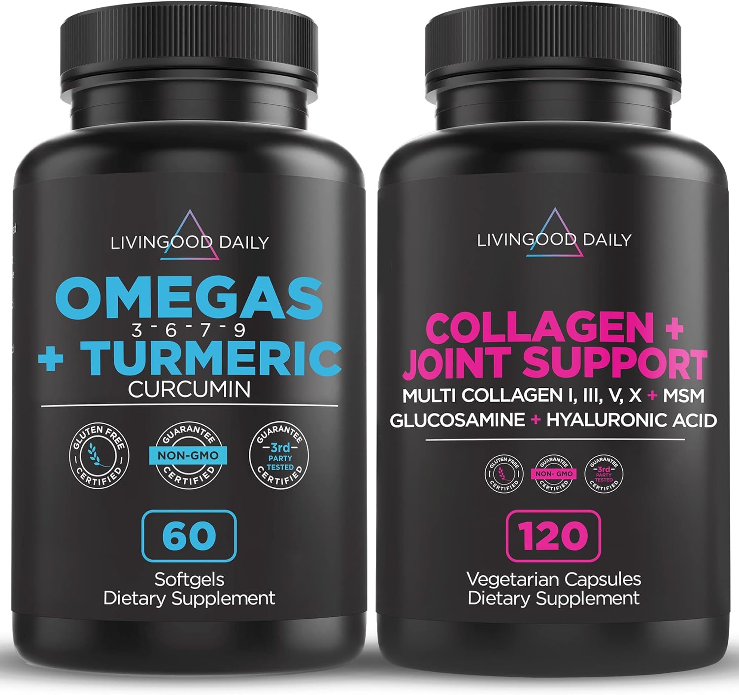 Livingood Daily Joint Support Bundle - Omega Fatty Acids with Collagen to Support The Overall Joint Health