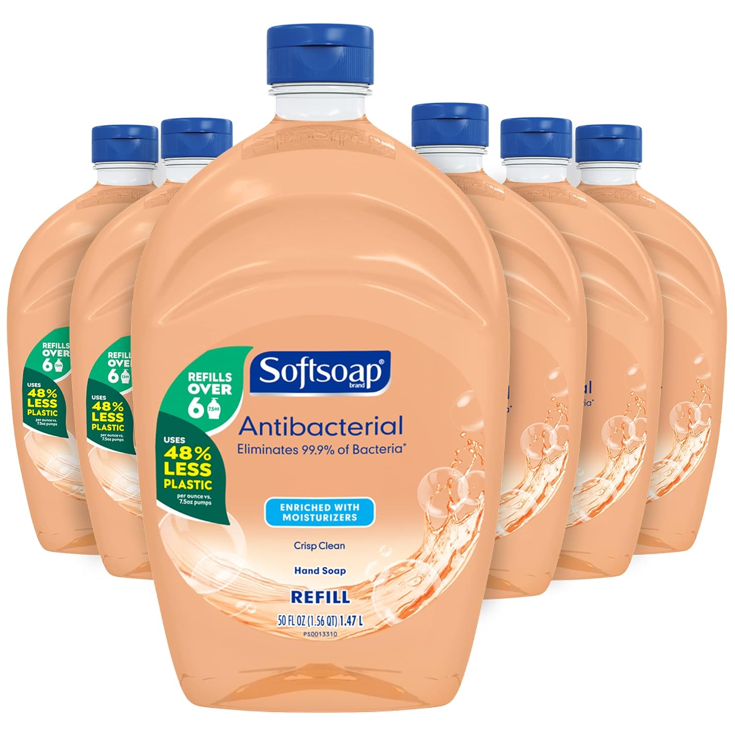 Softsoap Antibacterial Hand Soap Liquid Refill, Crisp Clean, 50oz, Bathroom Soap, Bulk Soap, Moisturizing, Pack of 6 (US05261A)