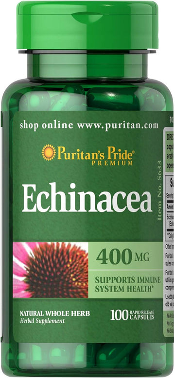 Puritan'S Pride Echinacea 400 Mg Traditionally Used To Support Immune System Health, 100 Count