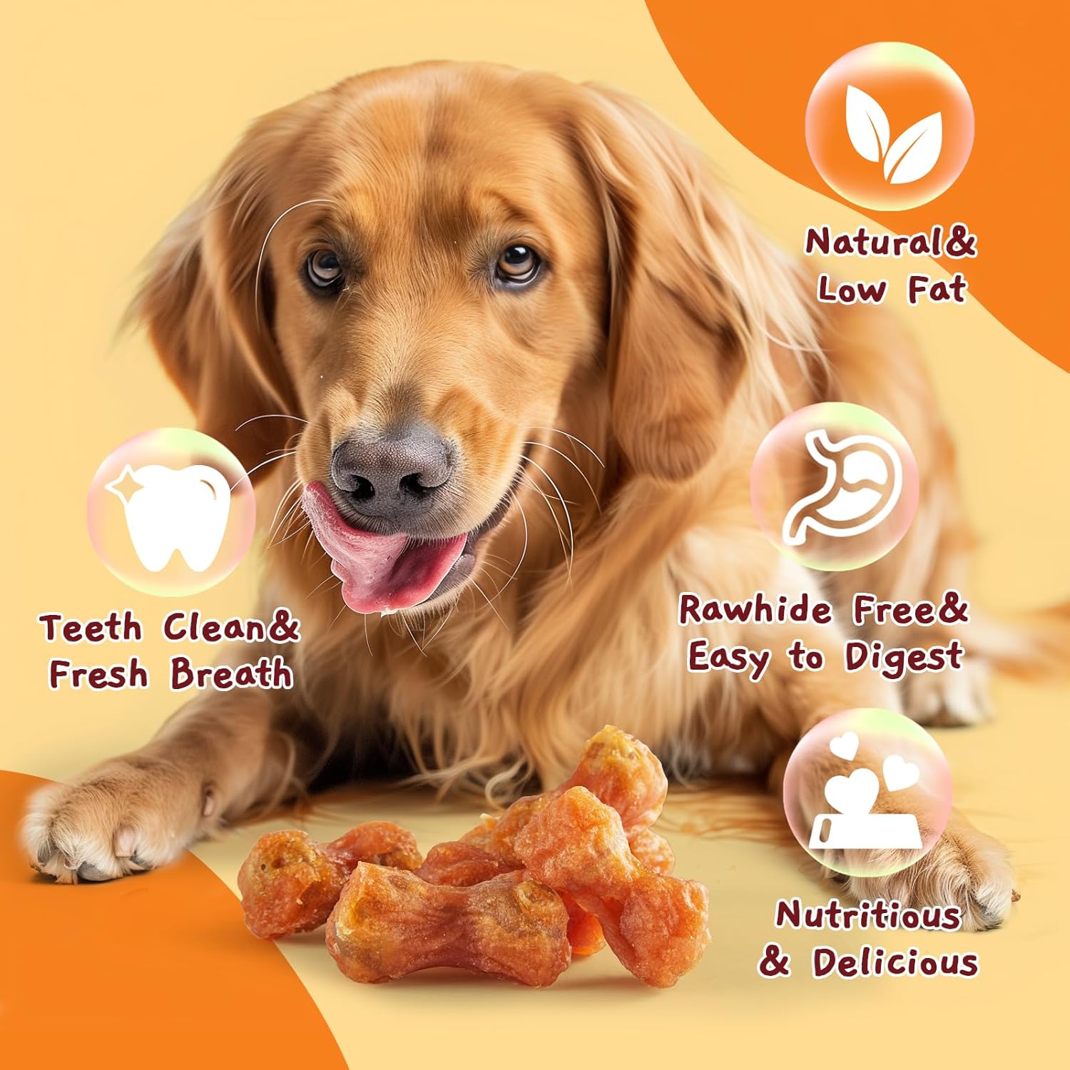 Jungle Calling Rawhide Free Dog Chew Treats, Real Chicken Wrapped Peanut Butter Bones, Teeth Clean Chewy Training Snacks, 6 oz : Pet Supplies
