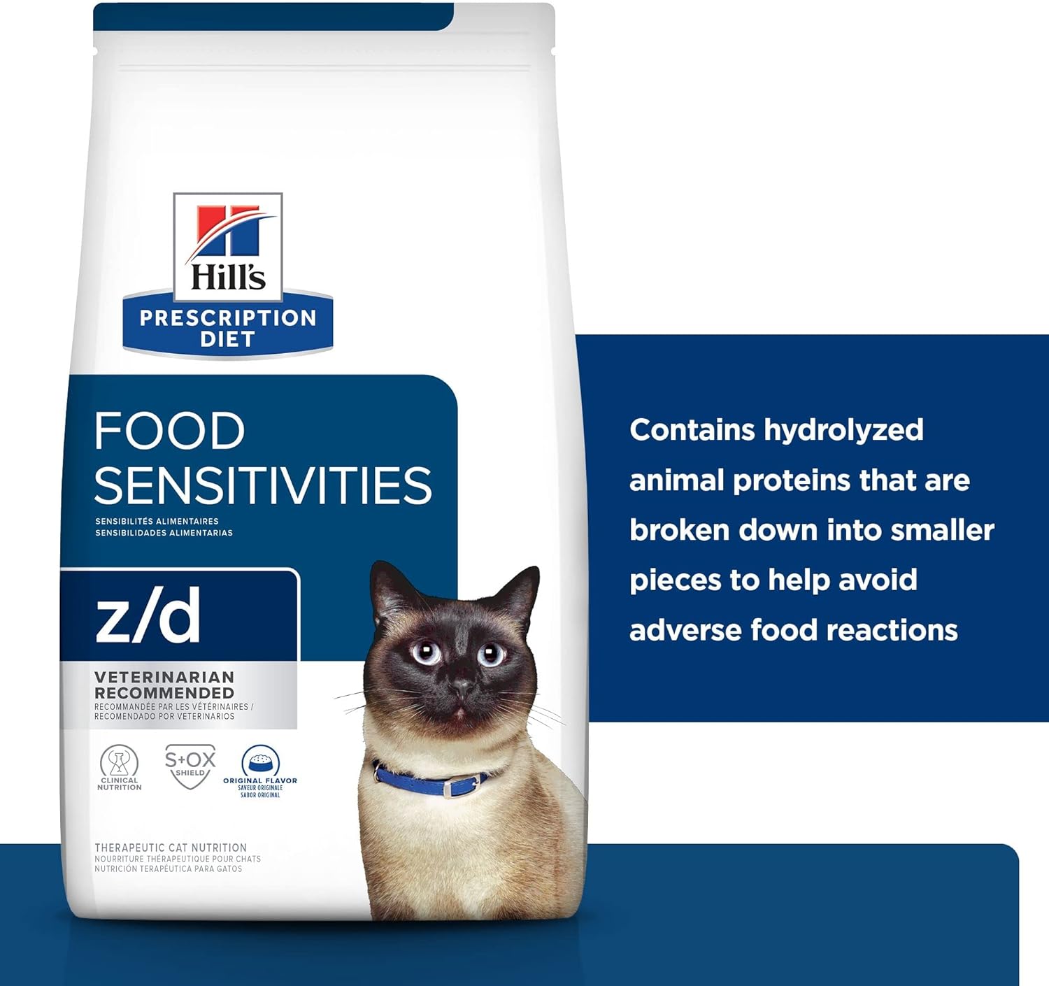 Hill's Prescription Diet z/d Skin/Food Sensitivities Dry Cat Food, Veterinary Diet, 8.5 lb. Bag : Dry Pet Food : Pet Supplies