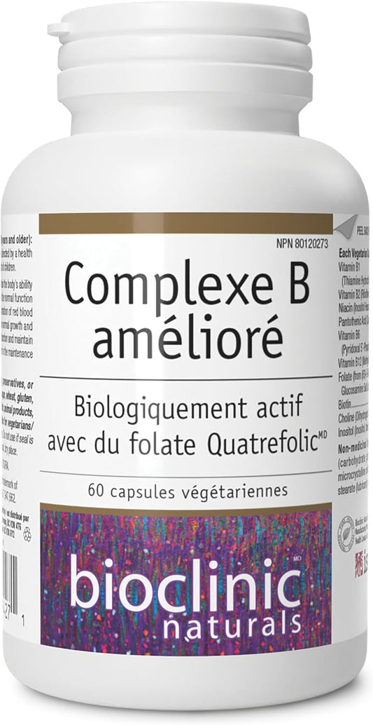 Bioclinic Naturals Enhanced B Complex 60 Softgels - Biologically Active And With Quatrefolic Folate