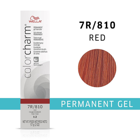 Colorcharm Permanent Gel, Hair Color For Gray Coverage, 7R Red