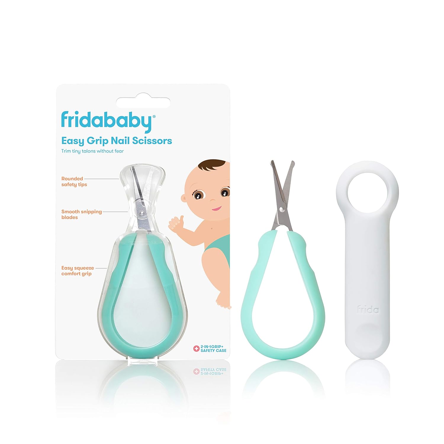 Frida Baby Easy Grip Nail Scissors | Grooming Essentials Safe For Infant Newborn Toddler Nails