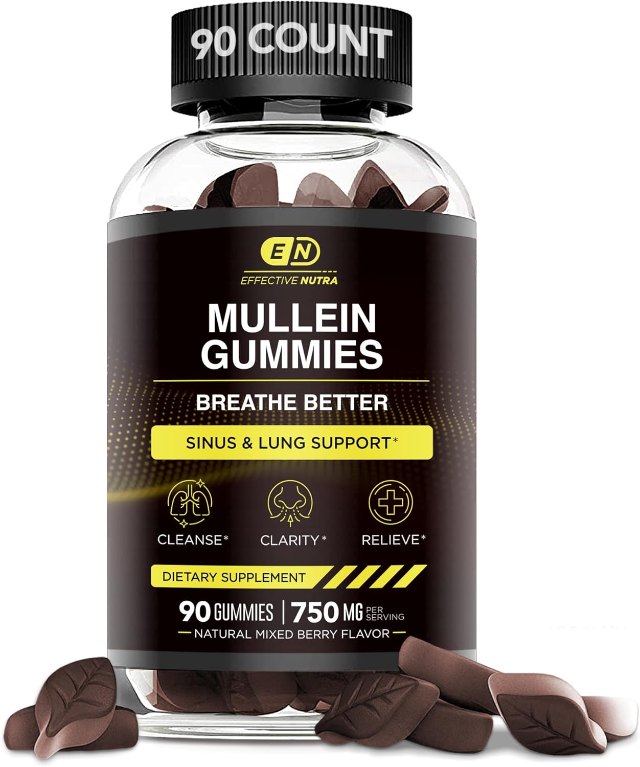 Mullein Gummies 9In1 - Mullein Leaf Extract For Lungs, Breathe Better With Mullein Gummies For Lungs And Sinus Support - Cleanse, Clarity, Relief (90Ct)