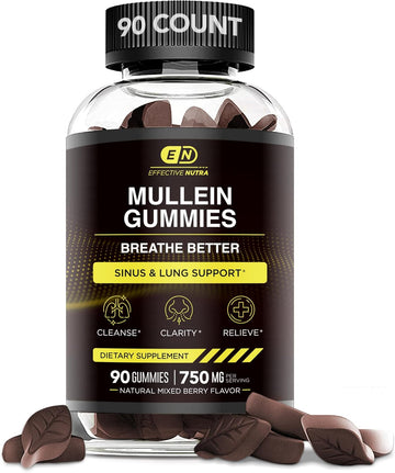 Mullein Gummies 9In1 - Mullein Gummies For Lungs And Sinus Support- Cleanse, Clarity, Relief (90Ct)