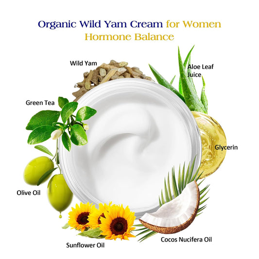 Wild Yam Balancing Cream- Organic Balancing Cream For Pms & Menopause, Natural Balancing Cream For Women,3.5 Fl Oz